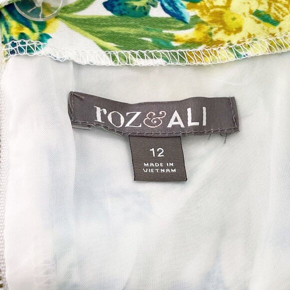 Roz & Ali Floral Pencil Skirt Size 12 Cotton Spandex Colorful Bohemian Spring - Picture 2 of 12